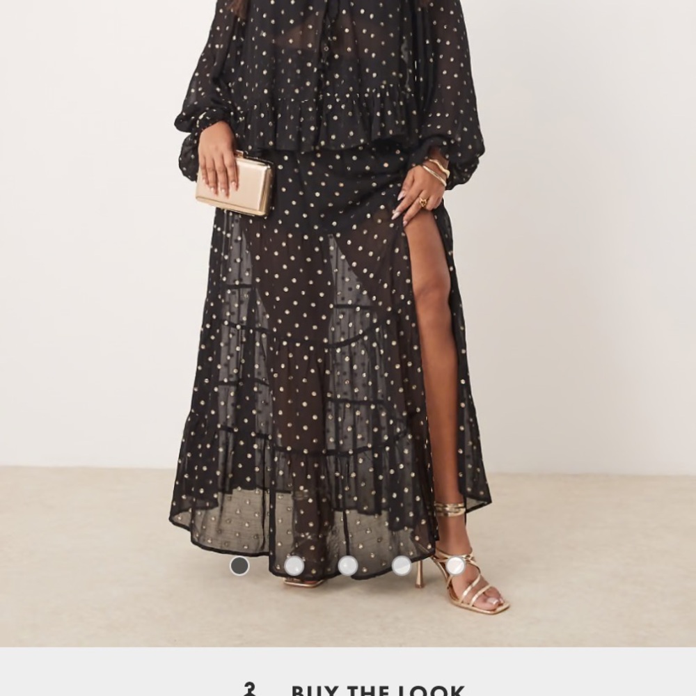 ASOS curve gauze black with gold dot skirt